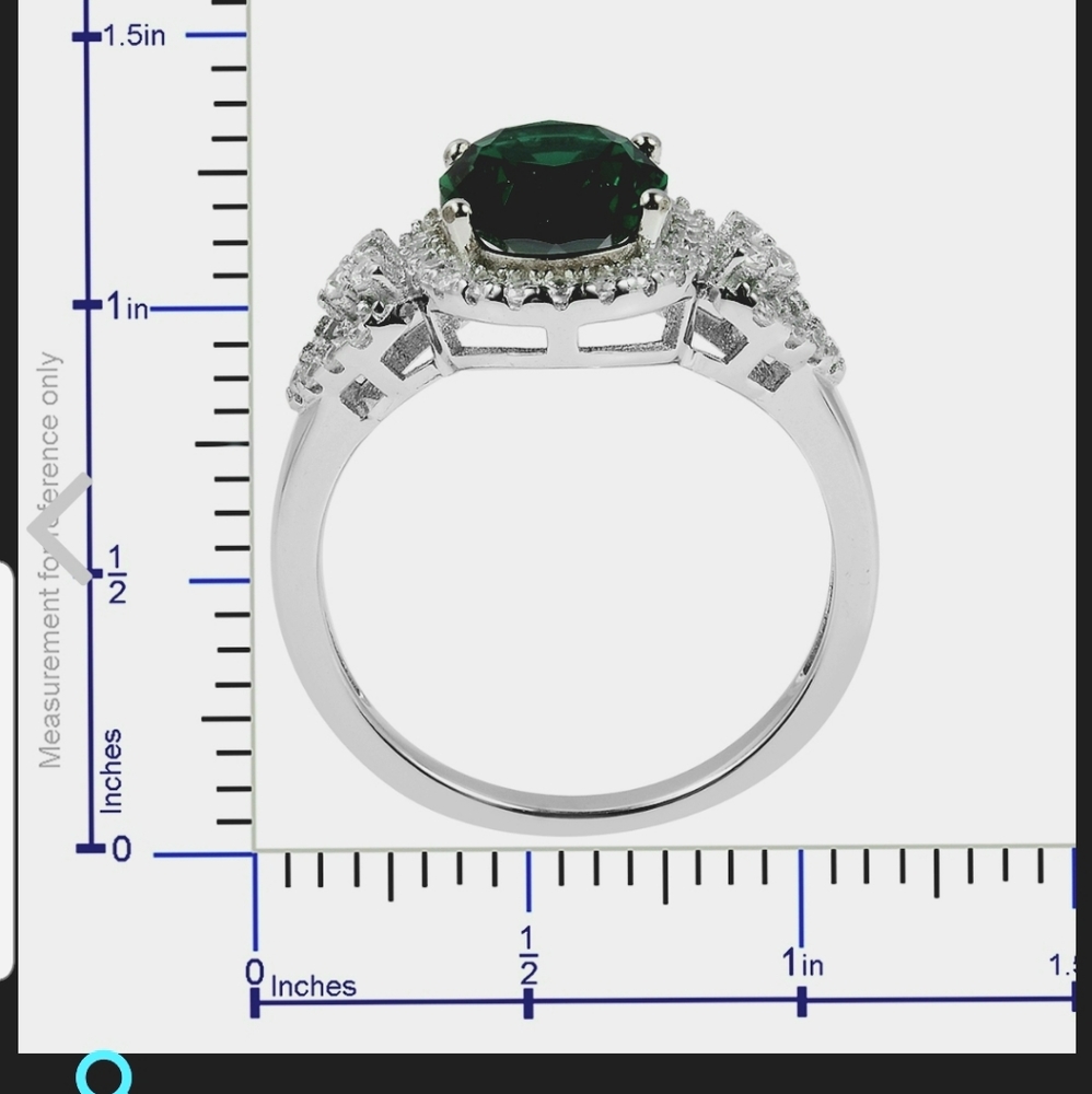 Emerald and Diamond Toned Ring - Picture 2 of 2